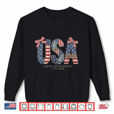 Sweatshirt Retro Funny Coquette Bow USA Vintage 1776 2026 250 Years Shirt