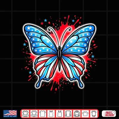 Patriotic Women Girl American Flag 4Th Of July Butterfly Shirt 4 Design Patriotic Women Girl American Flag 4th of July Butterfly Shirt