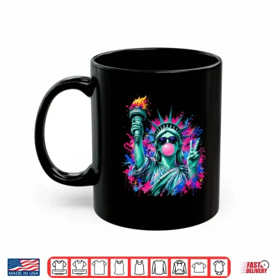 Mug Statue of Liberty Bubble Gum Patriotic Memorial Day 4th July Shirt