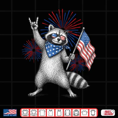 Usa Flag Patriotic Raccoon Funny 4Th Of July Men Women Kids Shirt 4 Design USA Flag Patriotic Raccoon Funny 4th of July Men Women Kids Shirt