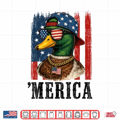 Design 4th of July Cool Duck USA American Flag Goose Patriotic Boys Shirt