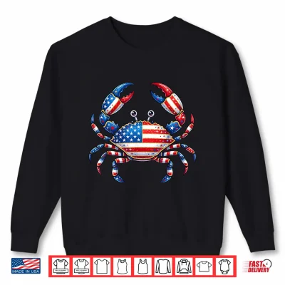 Sweatshirt American Flag Crab Patriotic 4th of July Seafood Shirt