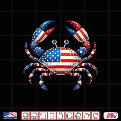 Design American Flag Crab Patriotic 4th of July Seafood Shirt