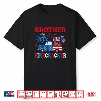 Brother Of The Little Firecracker 4Th Of July Birthday Truck Shirt