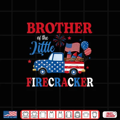 Design Brother of The Little Firecracker 4th of July Birthday Truck Shirt