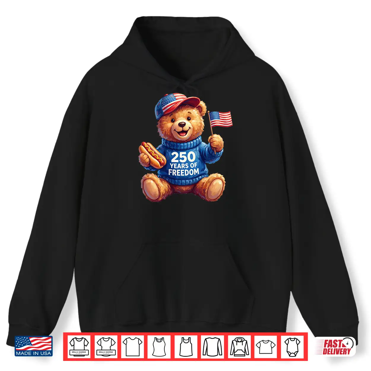 Cute Patriotic Teddy Bear 250 Years Of Freedom 4Th Of July Performance Shirt Cute Patriotic Teddy Bear 250 Years Of Freedom 4Th Of July Performance Shirt