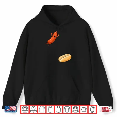 Funny Hot Dog Jumping Into Bun Bbq 4Th Of July Shirt 1 Hoodie Funny Hot Dog Jumping Into Bun BBQ 4th of July Shirt