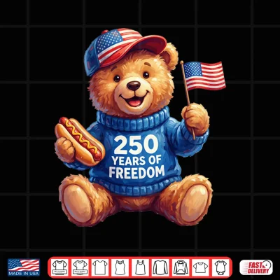 Cute Patriotic Teddy Bear 250 Years Of Freedom 4Th Of July Performance Shirt 4 Design Cute Patriotic Teddy Bear 250 Years of Freedom 4th of July Performance Shirt