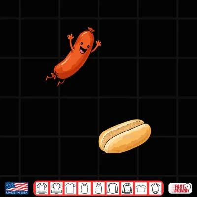 Funny Hot Dog Jumping Into Bun Bbq 4Th Of July Shirt 4 Design Funny Hot Dog Jumping Into Bun BBQ 4th of July Shirt