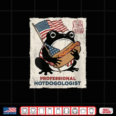Design Hotdogologist Grumpy Frog Hot Dog 4th of July Japanese Shirt