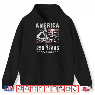 Hoodie President Abraham Lincoln George Washington Playing Guitar Shirt