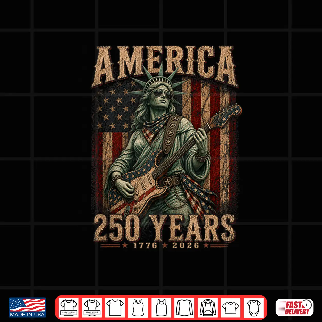 Statue Of Liberty Playing Guitar Rock 250Th Of America Shirt Statue Of Liberty Playing Guitar Rock 250Th Of America Shirt