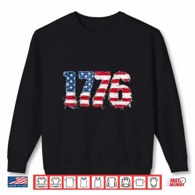 Sweatshirt Vintage Printed Patchwork US Flag Patriotic 4th of July Shirt 1