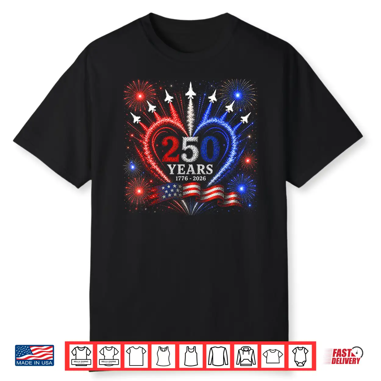 4Th Of July American Flag 250 Years Of Freedom Heart Jets Shirt 4Th Of July American Flag 250 Years Of Freedom Heart Jets Shirt