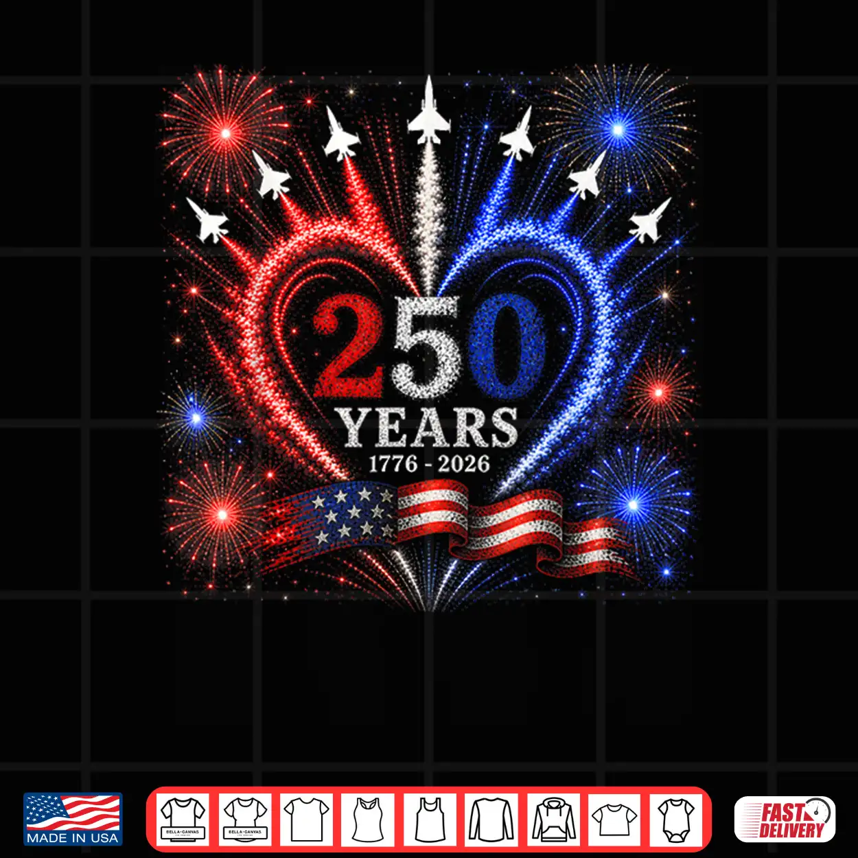 4Th Of July American Flag 250 Years Of Freedom Heart Jets Shirt 4Th Of July American Flag 250 Years Of Freedom Heart Jets Shirt