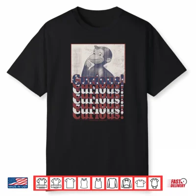 Curious George 4Th Of July American Flag Text Stack Performance Shirt