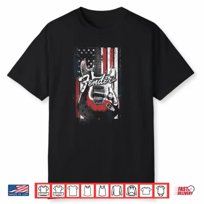 Fender 4Th Of July Red White & Rock Vintage Poster Performance Shirt