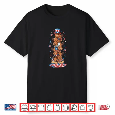 Funny Beaver American Usa Flag Memorial Day 4Th Of July Shirt