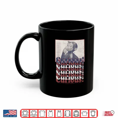 Mug Curious George 4th of July American Flag Text Stack Performance Shirt