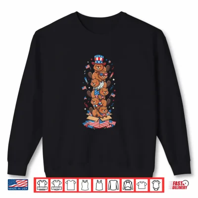 Sweatshirt Funny Beaver American USA Flag Memorial Day 4th of July Shirt