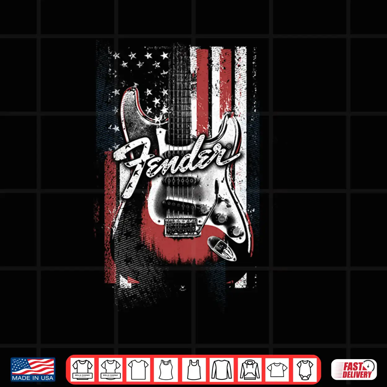 Fender 4Th Of July Red White & Rock Vintage Poster Performance Shirt Fender 4Th Of July Red White & Rock Vintage Poster Performance Shirt