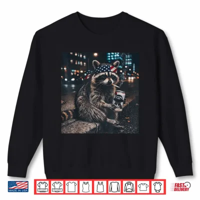 Sweatshirt Funny Racoon Drinking Beer Patriotic 4th of July Meme Shirt