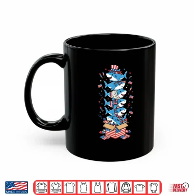 Mug Funny Shark American USA Flag Memorial Day 4th of July Shirt
