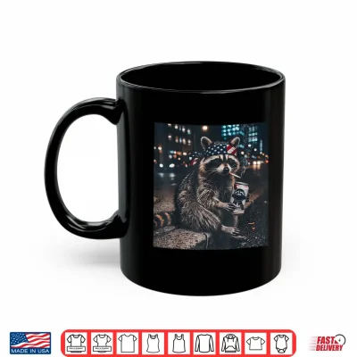 Mug Funny Racoon Drinking Beer Patriotic 4th of July Meme Shirt