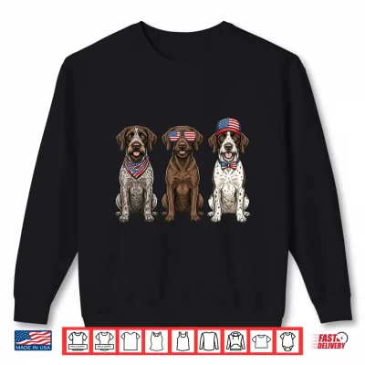 Sweatshirt German Wirehaired Pointer 4th of July US Flag Dog Patriotic Shirt