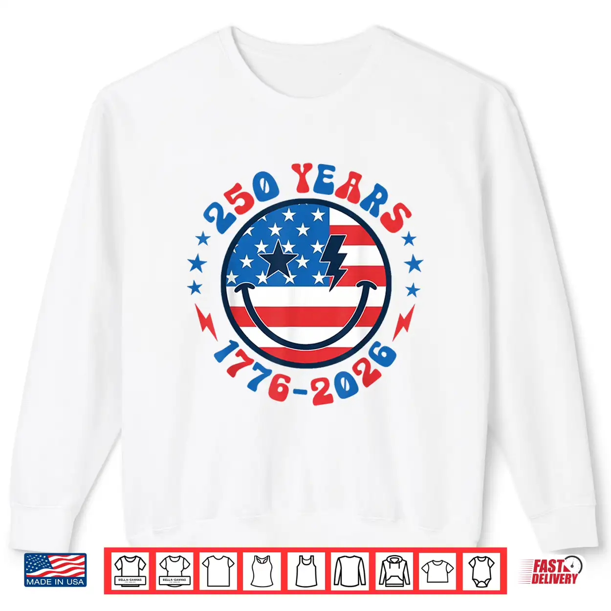 Groovy Smile Face 250 Years 1776 2026 American Flag 4Th July Shirt Groovy Smile Face 250 Years 1776 2026 American Flag 4Th July Shirt
