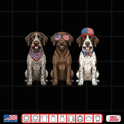 Design German Wirehaired Pointer 4th of July US Flag Dog Patriotic Shirt