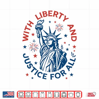 Design Mens Retro Funny 4th of July with Liberty and Justice for All Performance Shirt