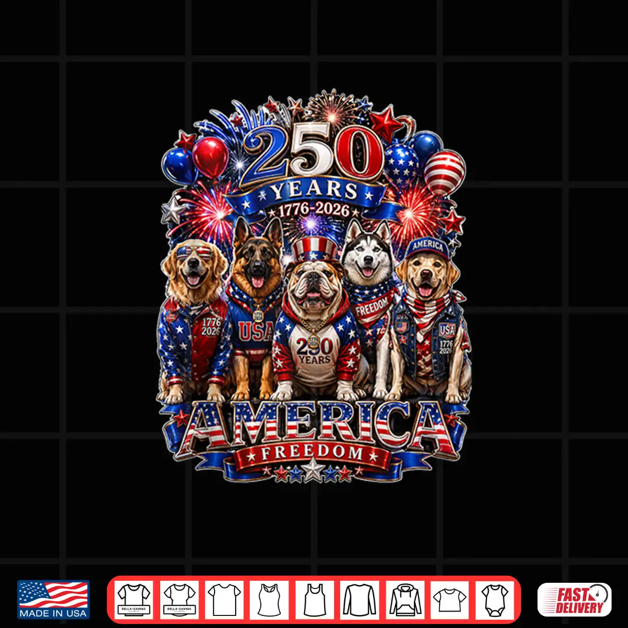 Patriotic Dogs 250 Years America Freedom Dog 4Th Of July Shirt Patriotic Dogs 250 Years America Freedom Dog 4Th Of July Shirt