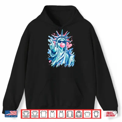Hoodie Statue of Liberty Bubble Gum 4th of July 250th Anniversary Shirt