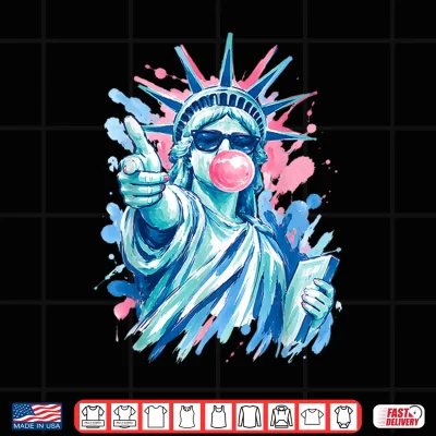 Design Statue of Liberty Bubble Gum 4th of July 250th Anniversary Shirt