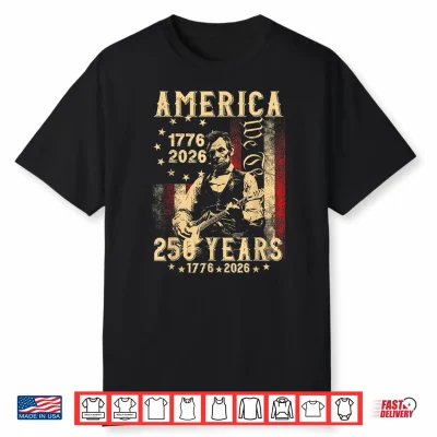 4Th Of July America 250 Years Abraham Lincoln Playing Guitar Shirt