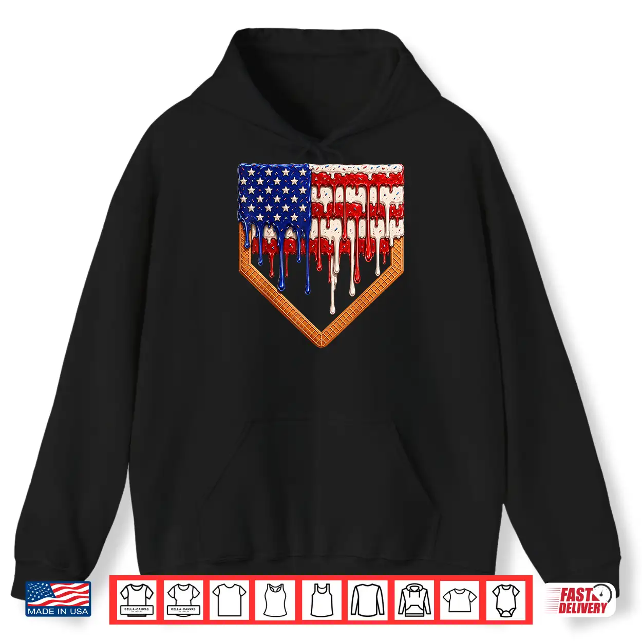 Baseball Ice Cream Drip Patriotic American Flag Kids Boys Shirt Baseball Ice Cream Drip Patriotic American Flag Kids Boys Shirt