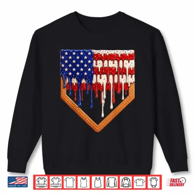 Baseball Ice Cream Drip Patriotic American Flag Kids Boys Shirt 2 Sweatshirt Baseball Ice Cream Drip Patriotic American Flag Kids Boys Shirt