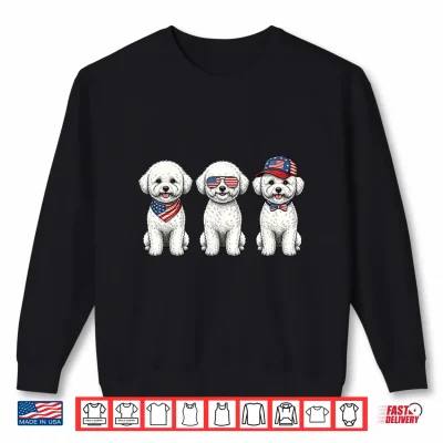 Sweatshirt Bichon Frise 4th of July US American Flag Dog Patriotic Shirt