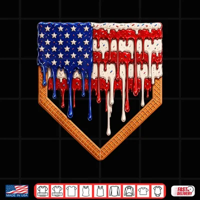 Baseball Ice Cream Drip Patriotic American Flag Kids Boys Shirt 4 Design Baseball Ice Cream Drip Patriotic American Flag Kids Boys Shirt