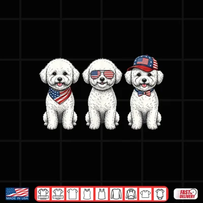 Design Bichon Frise 4th of July US American Flag Dog Patriotic Shirt