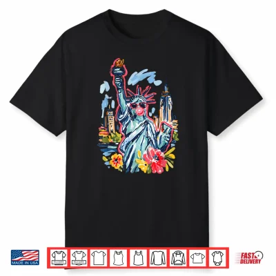 Funny Statue Of Liberty Floral America 4Th Of July Patriotic Shirt