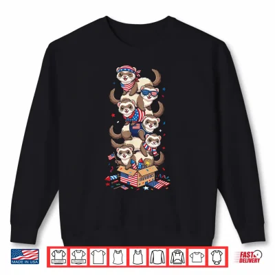 Sweatshirt Funny Ferret American USA Flag Memorial Day 4th of July Shirt