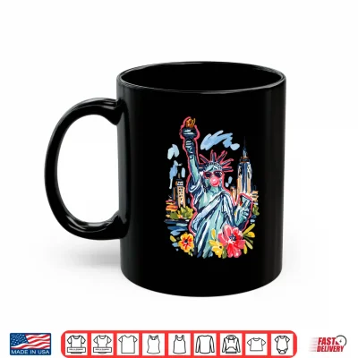 Mug Funny Statue of Liberty Floral America 4th of July Patriotic Shirt