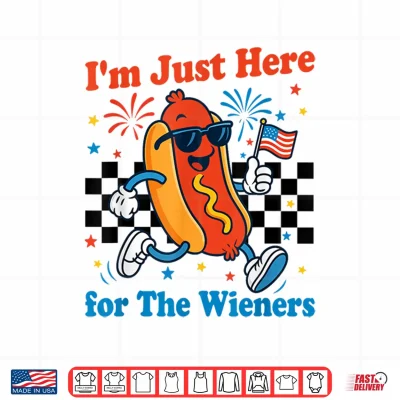 Design Im Just Here for The Wieners Hot Dog 4th of July 250 Years Shirt