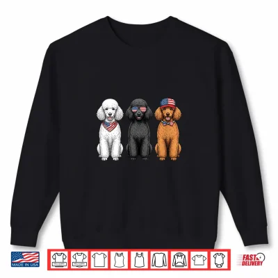 Sweatshirt Poodle 4th of July US American Flag Dog Patriotic Shirt