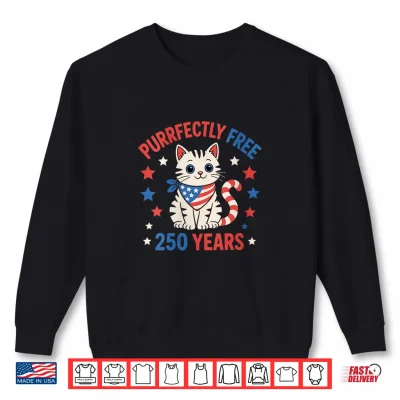 Sweatshirt Purrfectly Free 250 Years Patriotic Cat USA 4th of July Shirt