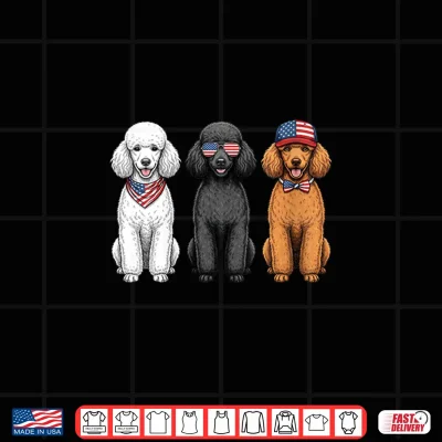 Design Poodle 4th of July US American Flag Dog Patriotic Shirt