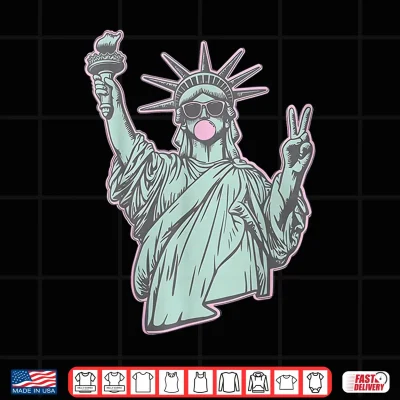 Design Statue of Liberty Bubblegum Sunglasses Funny 4th of July Shirt