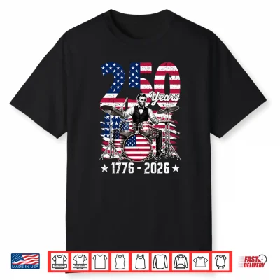 250 Usa Years 1776 2026 Abraham Lincoln Playing Drumm Men Shirt